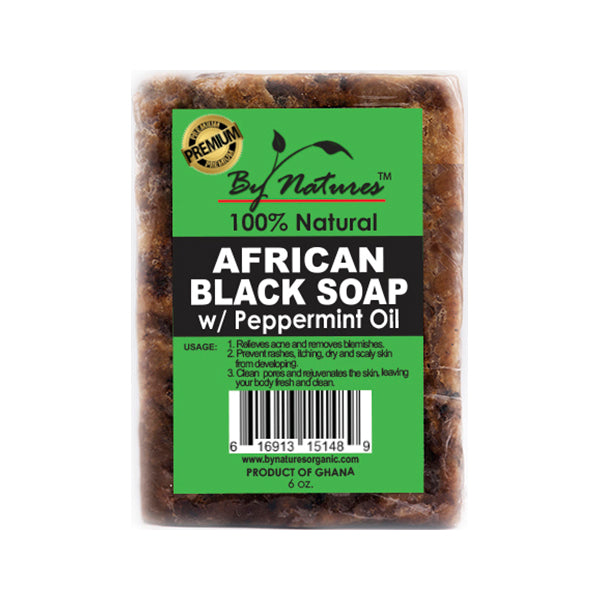 By Natures African Black Soap w/ Peppermint Oil - 6.5 oz
