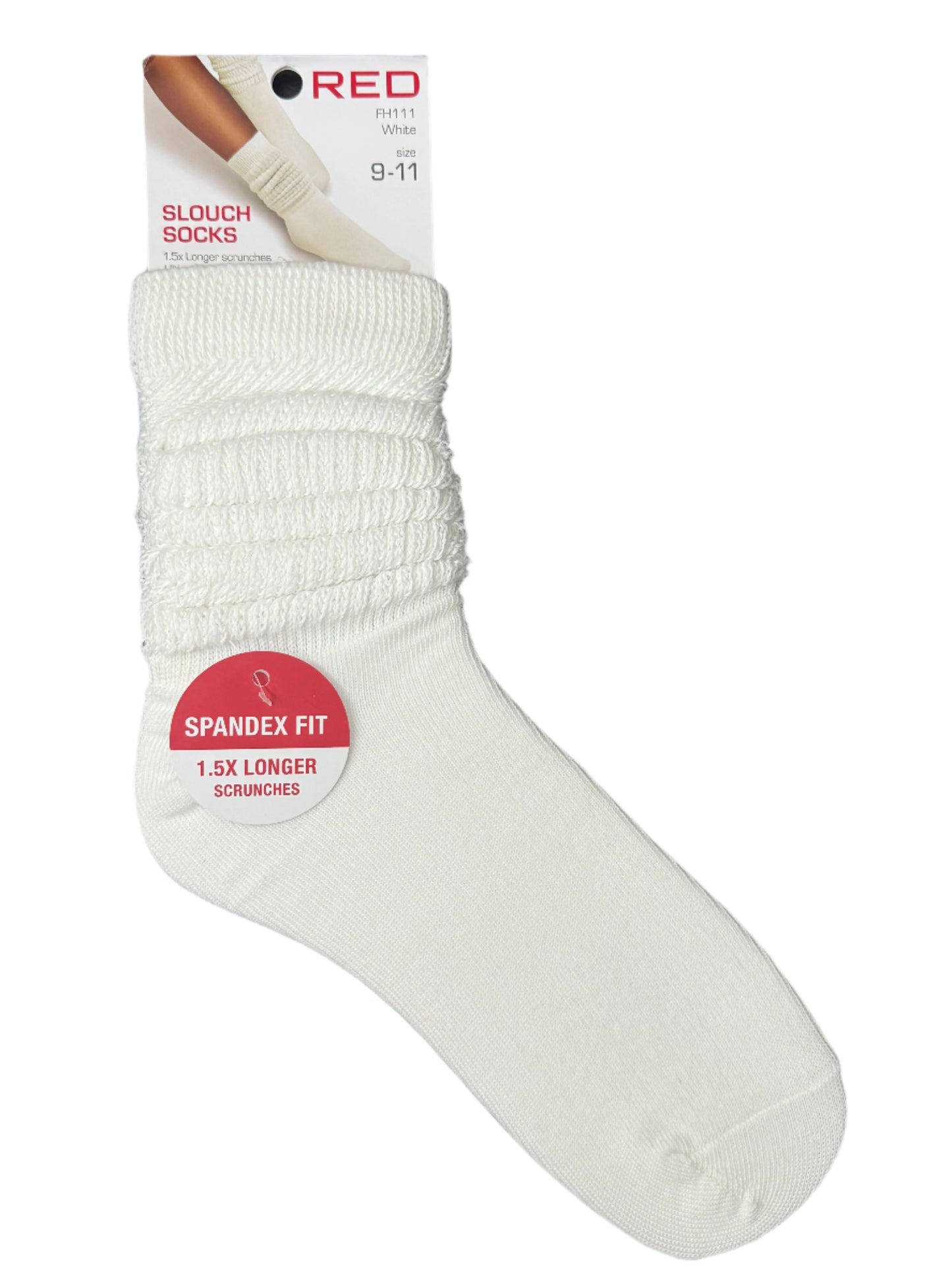 Red Slouch Socks Size 9-11 (White)