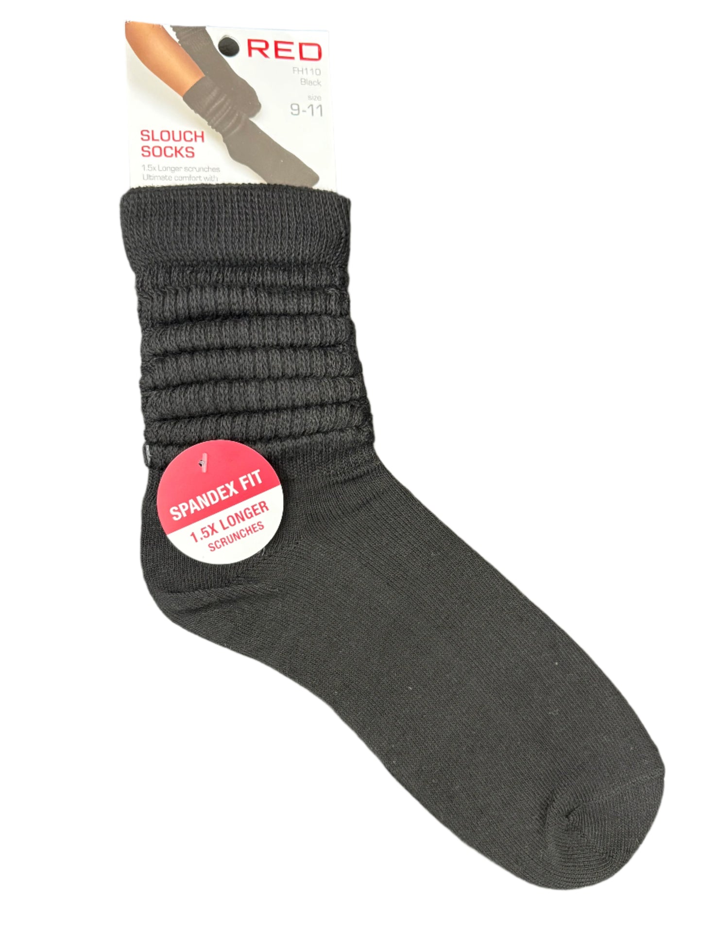 Red Slouch Socks Size 9-11 (Black)