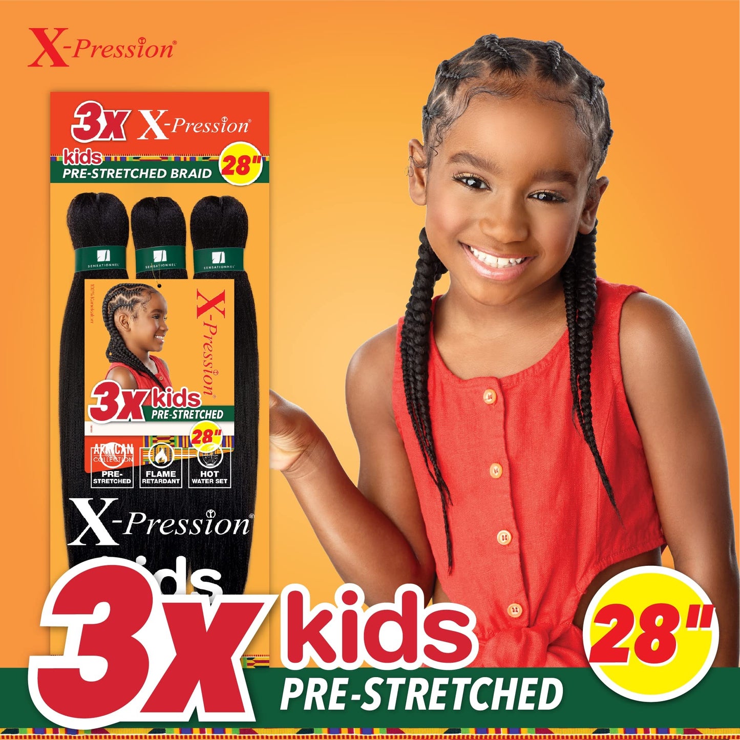 Sensationnel 3X-Pression Kids Pre-Stretched 28"