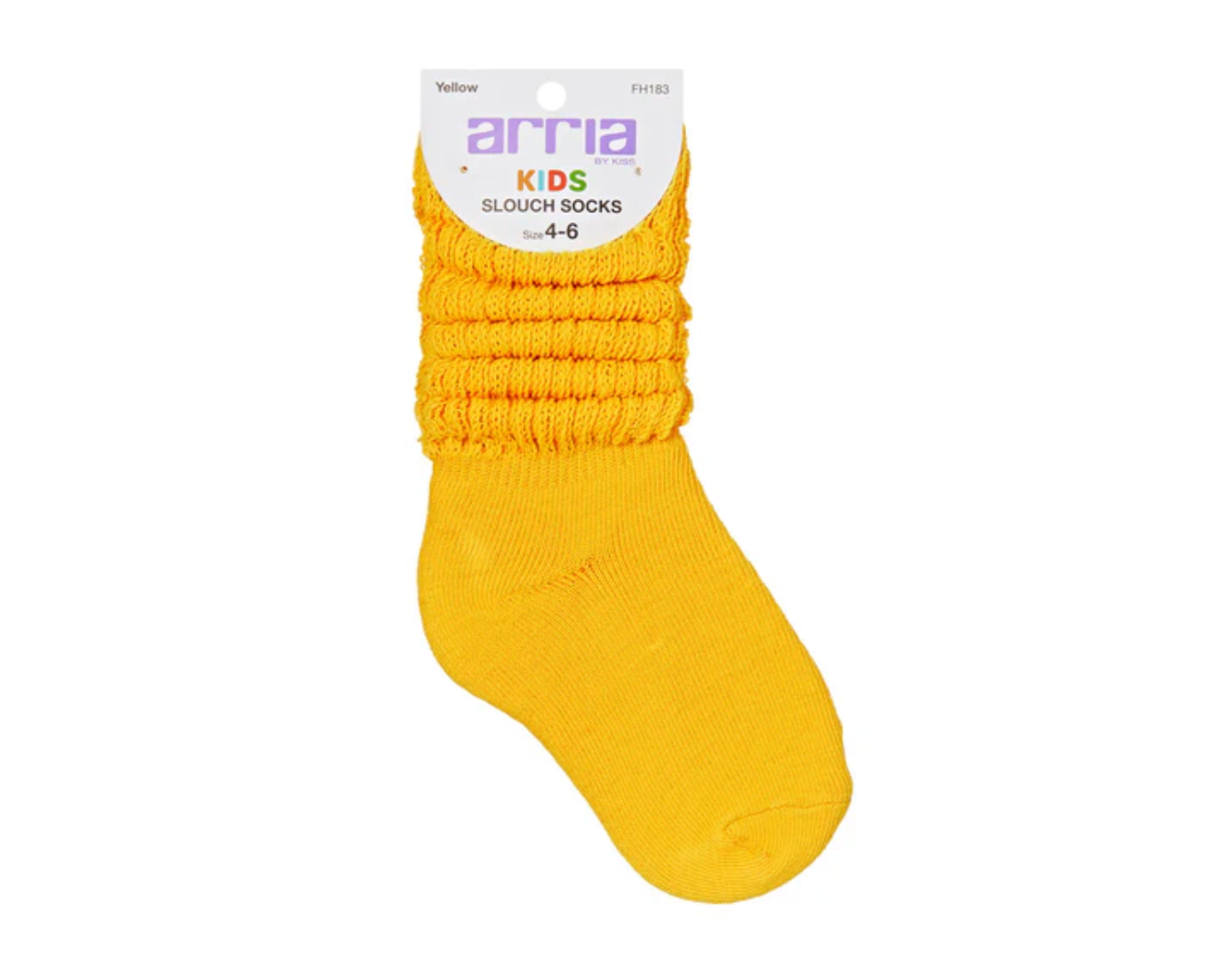 Arria By Kiss Kids Slouch Socks Size 4-6 - Yellow