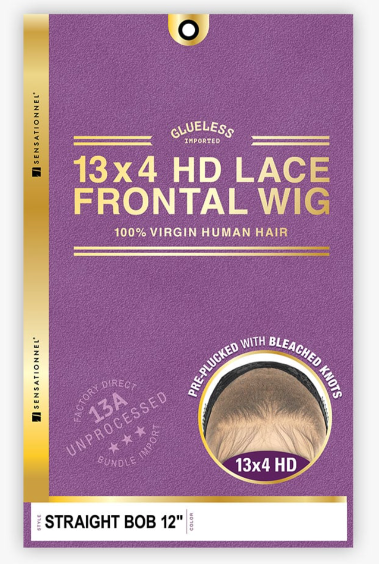 13x4 HD Lace Frontal Wig 100% Virgin Human Hair | Straight Bob 12" | Natural