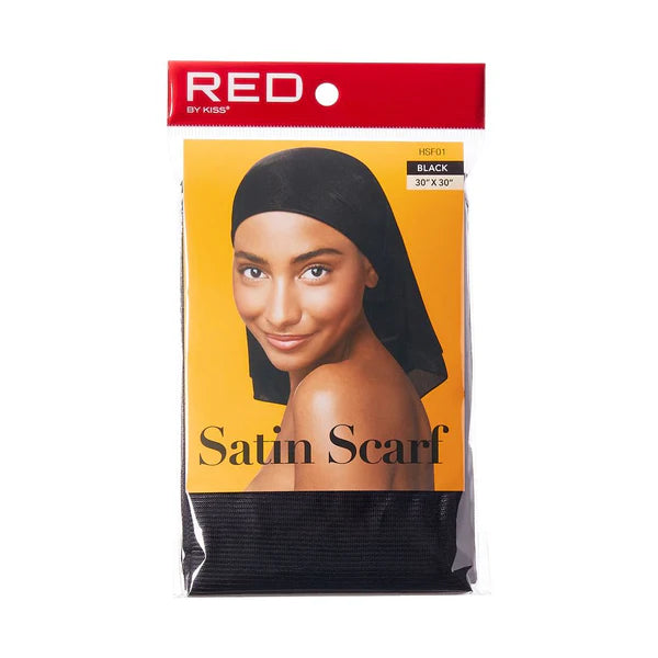 Red By Kiss Satin Scarf {30"x 30"} Black