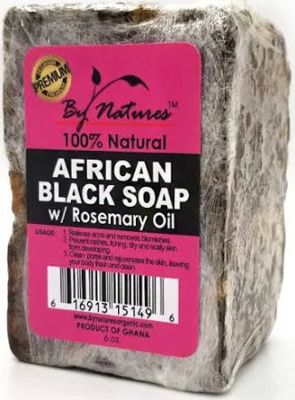 By Natures African Black Soap with/Rosemary Oil 6.5 oz