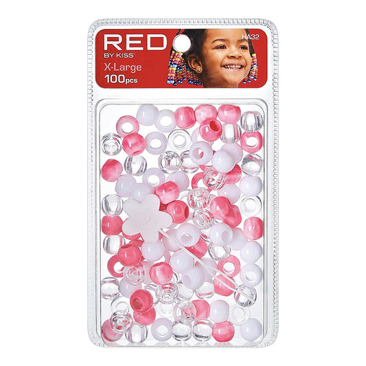 Red By Kiss X-Large Hair Beads - 100 Pcs ( Pink,White,Clear)