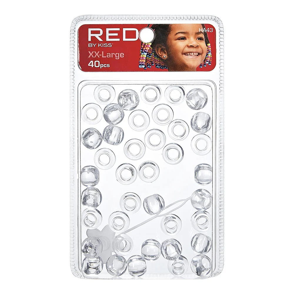 Red By kiss XX-Large Hair Beads - 40 Pcs (Clear)