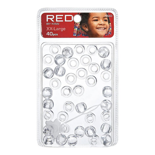 Red By kiss XX-Large Hair Beads - 40 Pcs (Clear)