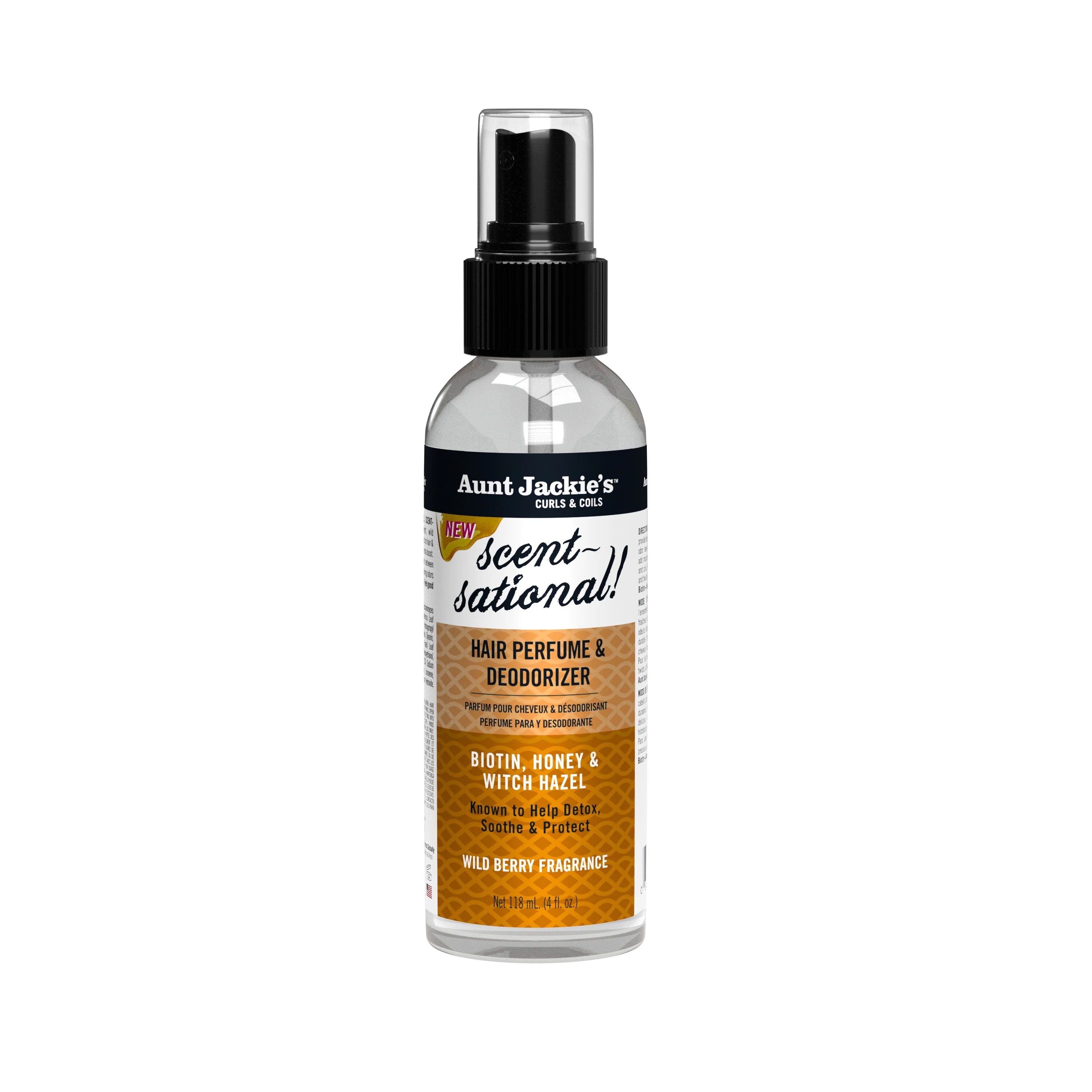 Aunt Jackie's Curls & Coils Scent-Sational Hair Perfume & Deodorizer Biotin Honey & Witch hazel - 4 fl oz