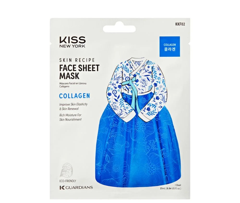 Kiss New York Skin Recipe Face Sheet Mask (Collagen) - 0.84 fl oz
