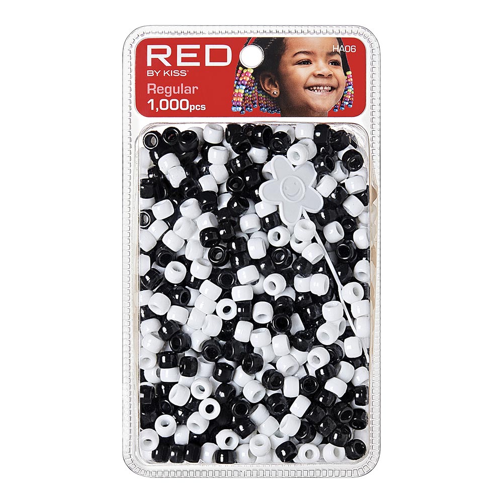 Red By Kiss Regular Hair Beads - 1,000 Pcs (Black and White)