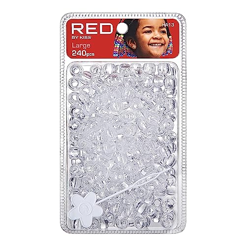 Red By Kiss Large Hair Beads - 240 Pcs (Clear)