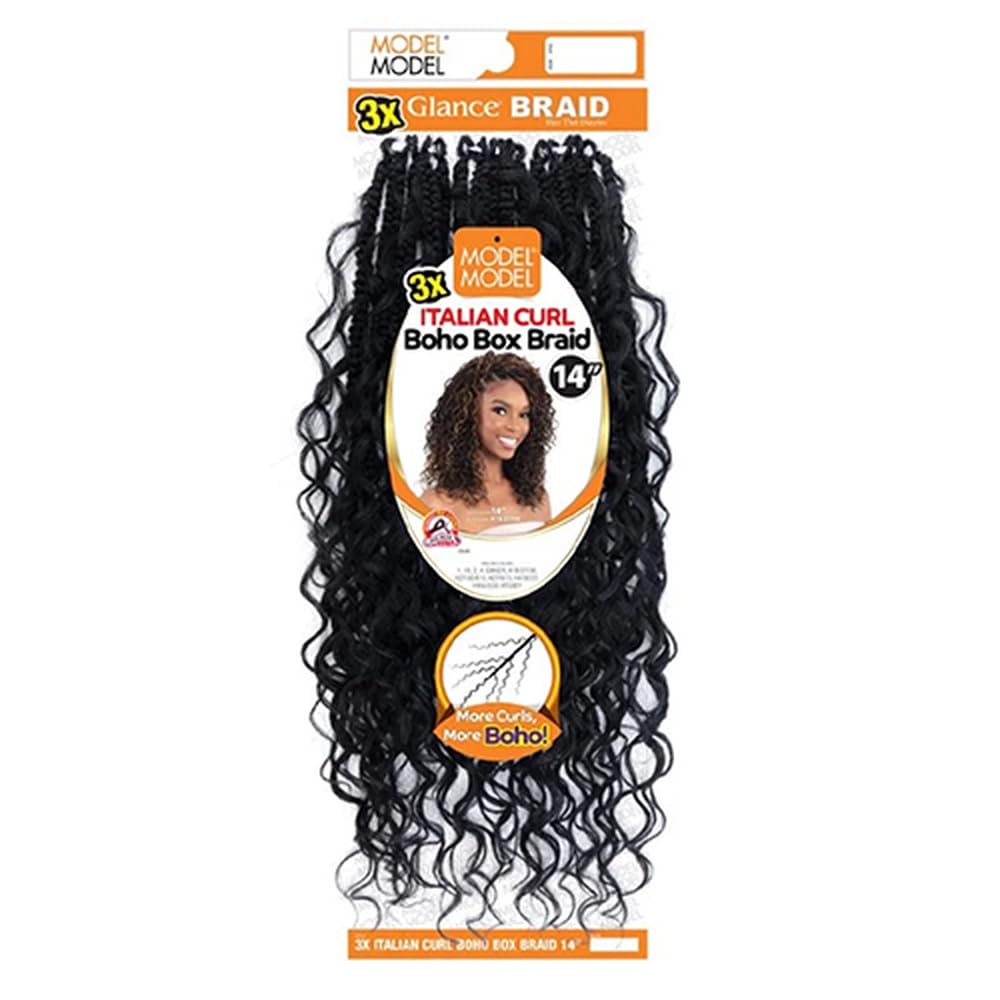 Model Model 3x Italian Curl Boho box braid 14"