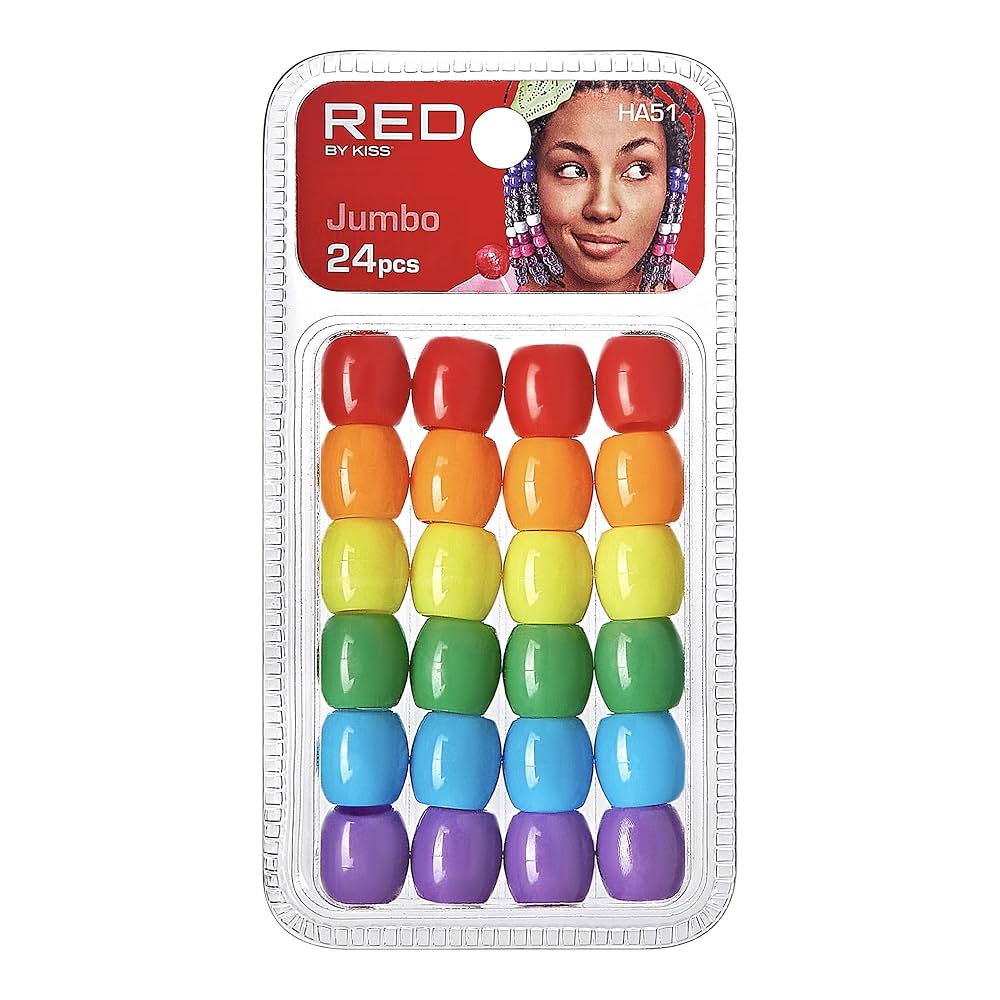 Red By Kiss Jumbo Hair Beads - 24 Pcs (Rain)