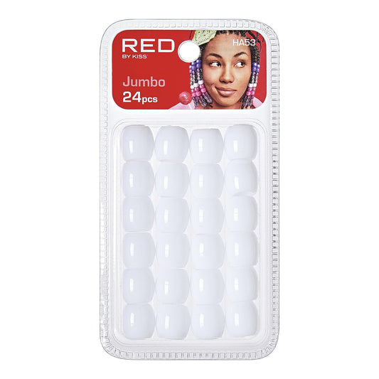 Red By Kiss Jumbo Hair Beads (White) - 24 Pcs