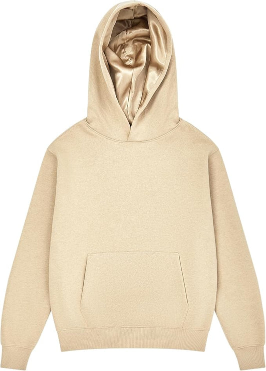 Arria By Kiss Satin Lined Hoodie - Taupe