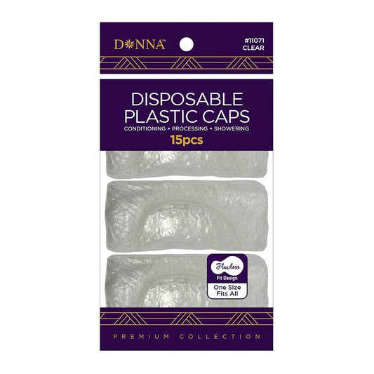 Donna Disposable Plastic Caps - 15 pcs (clear)