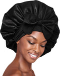 Red Adjustable Satin Tie Bonnet - X-Large (Black)