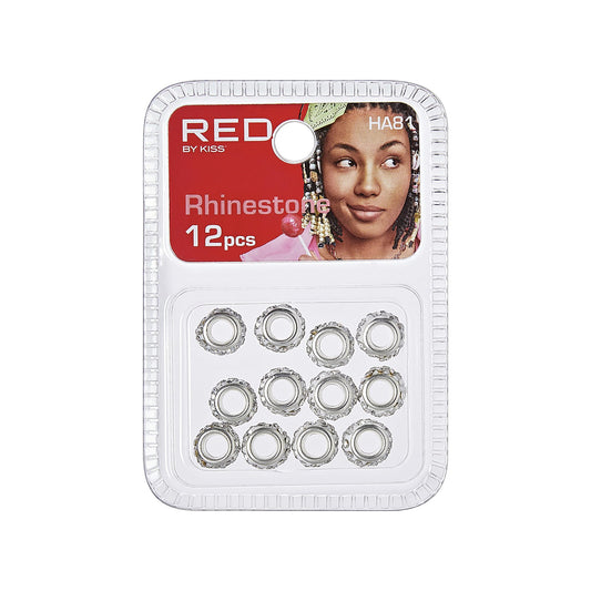 Red By Kiss Rhinestone Hair Beads - 12 pcs