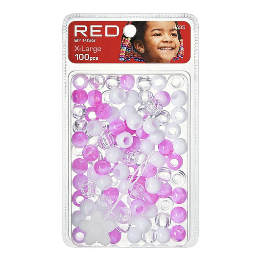 Red By Kiss X-Large Hair Beads - 100 Pcs (Purple,White,Clear)