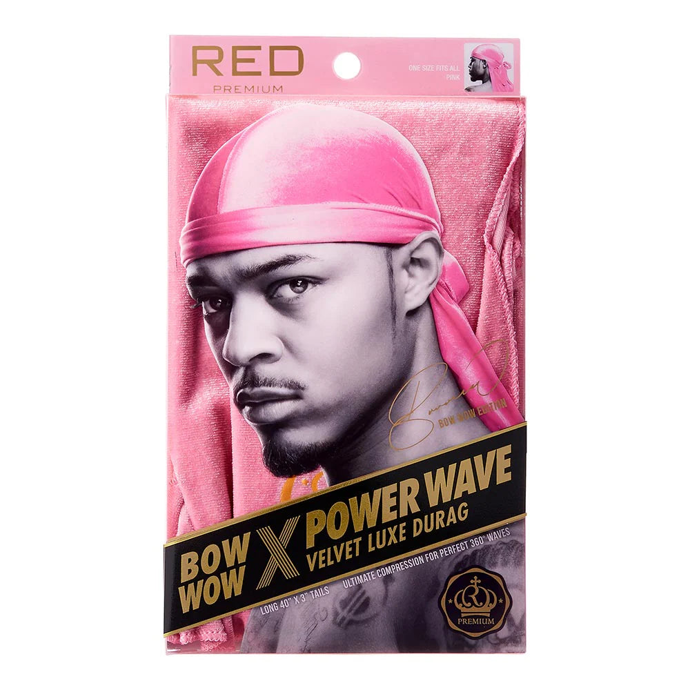 Red Premium Power Wave Velvet Luxe Durag ( Pink)