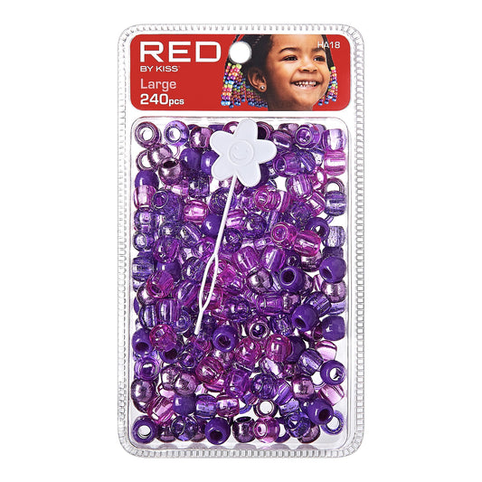 Red By Kiss Large Hair Beads - 240 Pcs ( Purple Assorted)