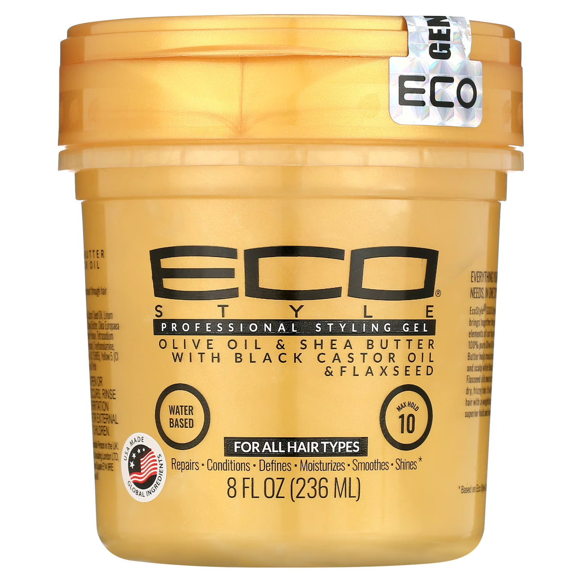 Eco Style Olive Oil & Shea butter with black castor oil & Flaxseed - 8fl oz