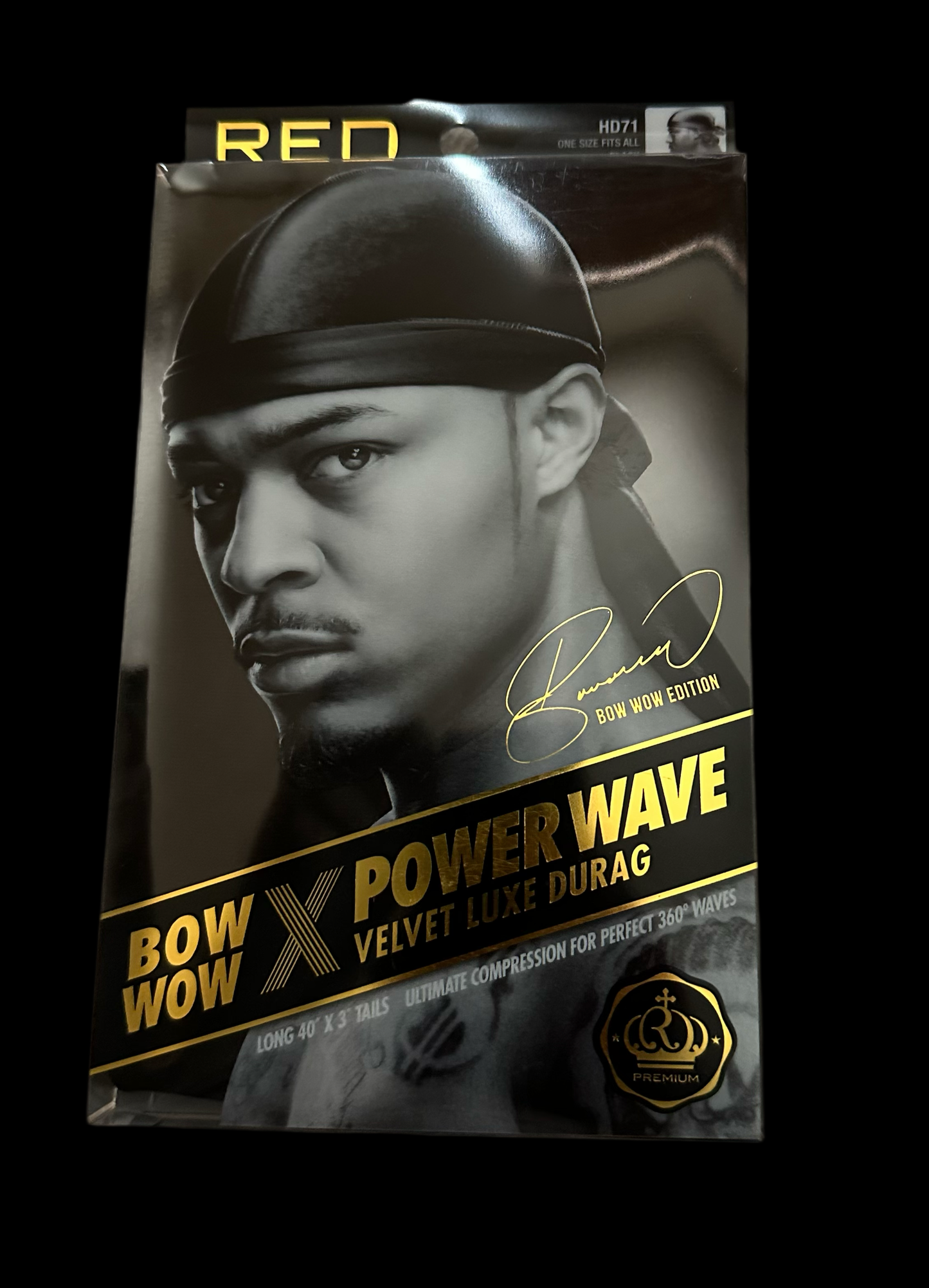 Red Premium Bow Wow X Power Wave Velvet Luxe Durag - Black