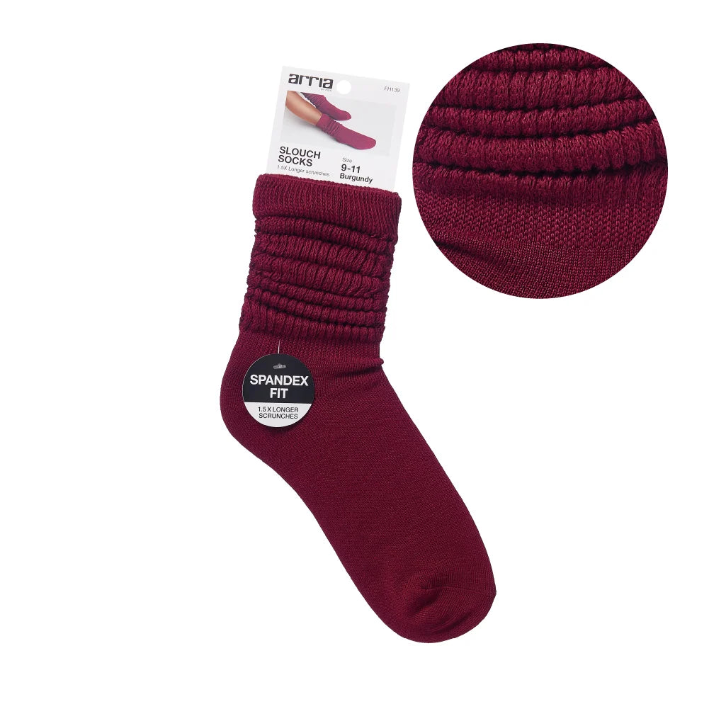 Red Slouch Socks Size 9-11 (Burgundy)