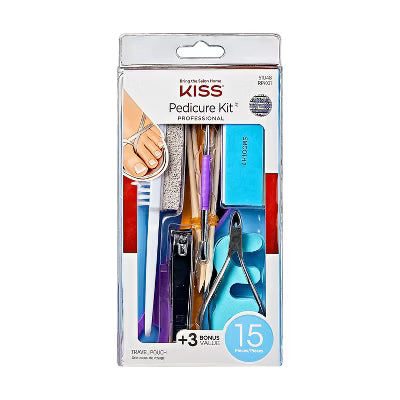 Kiss Pedicure Kit Professional (15 Pieces) (Travel Pouch)