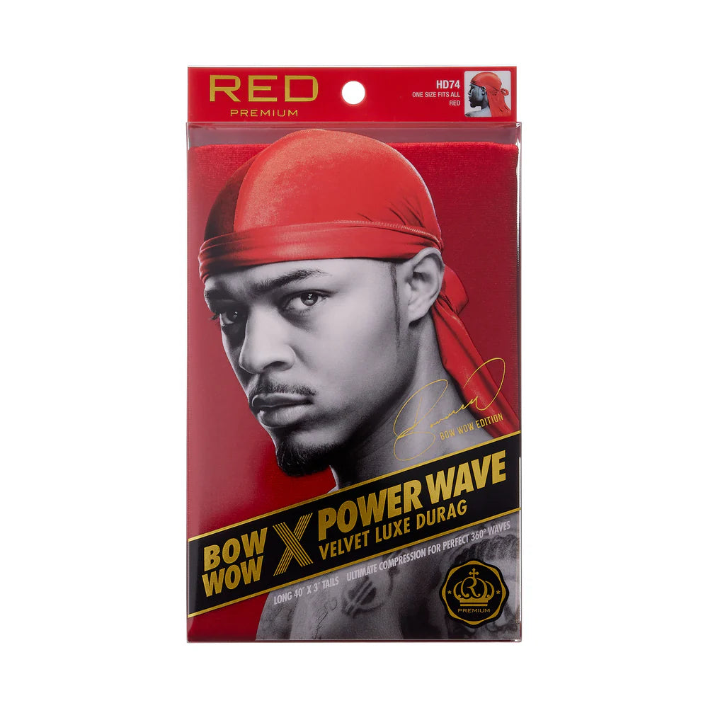 Red Premium Power Wave Velvet Luxe Durag (Red)