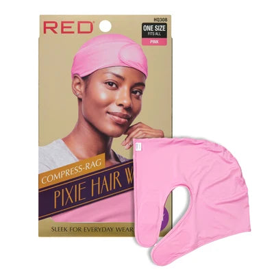 Red Compress-rag Pixie Hair Wrap (jersey fabric) (Pink)