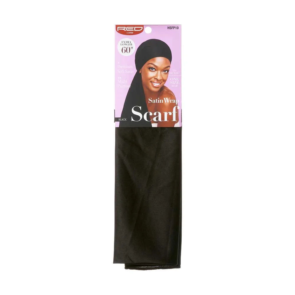 Red By Kiss Satin Wrap Scarf 60"X16" (Black)