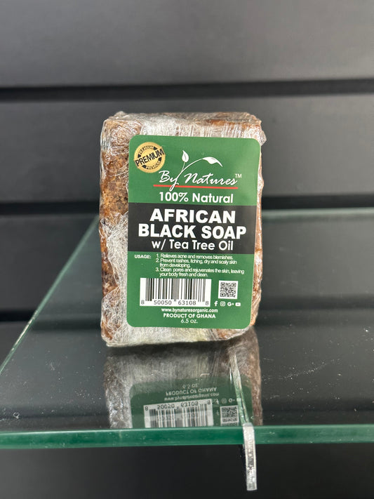 By Natures 100% Natural African Black Soap With Tea Tree Oil