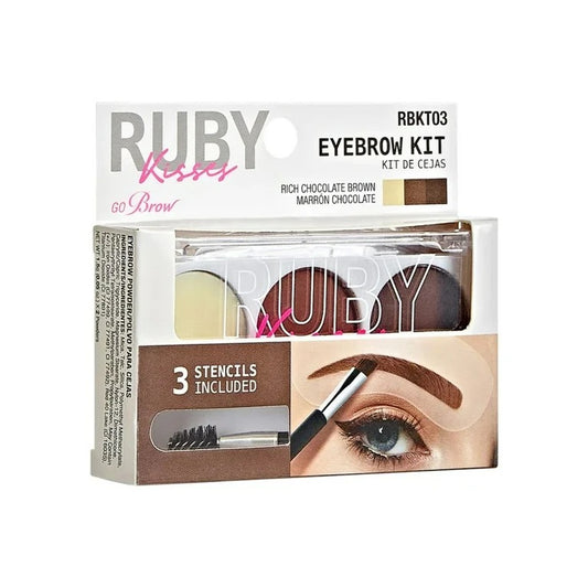 Ruby Kisses Eyebrow Kit 3 Stencils - Rich Chocolate Brown
