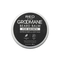 Red GROOMANE Beard Balm For growth soften & tame w/light hold (sandalwood) - 3 oz