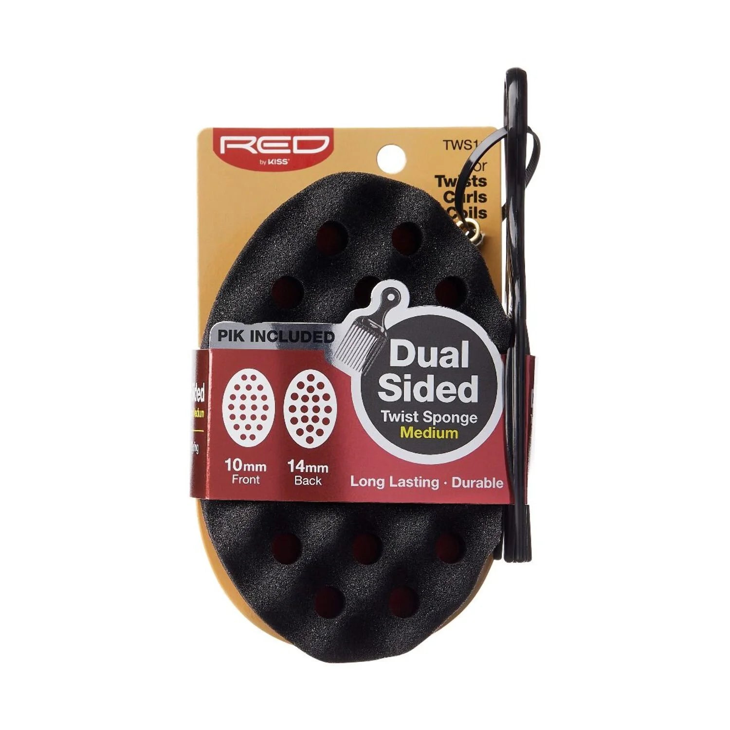 Red by Kiss Dual Sided Twist Sponge medium with Pick