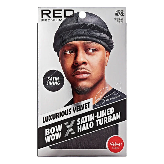 Red Premium Luxurious Velvet Bow Wow X Satin Lined Halo Turban (Grey)
