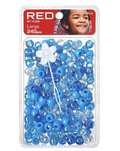 Red By Kiss Large Hair Beads - 240 Pcs ( Sky Blue Assorted)