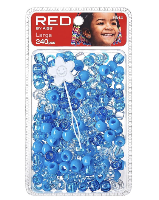 Red By Kiss Large Hair Beads - 240 Pcs ( Sky Blue Assorted)
