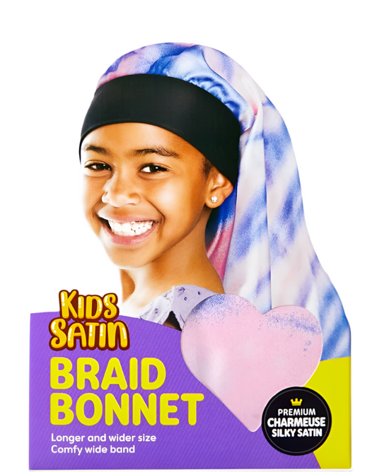 Red By Kiss Kids Satin Braid Bonnet - Tie/dye Pink/Purple