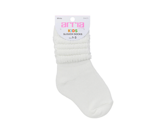 Arria By Kiss Kids Slouch Socks Size 1-3 - White