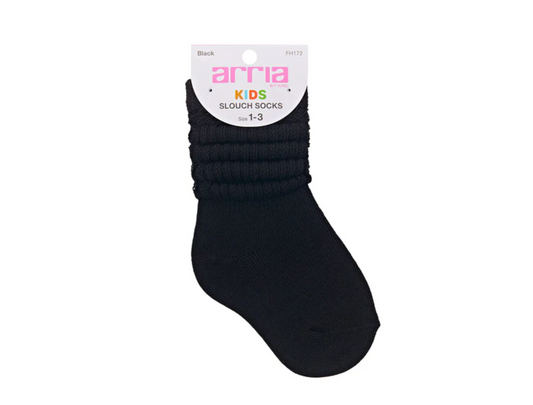 Arria By Kiss Kids Slouch Socks Size 1-3 - BLACK