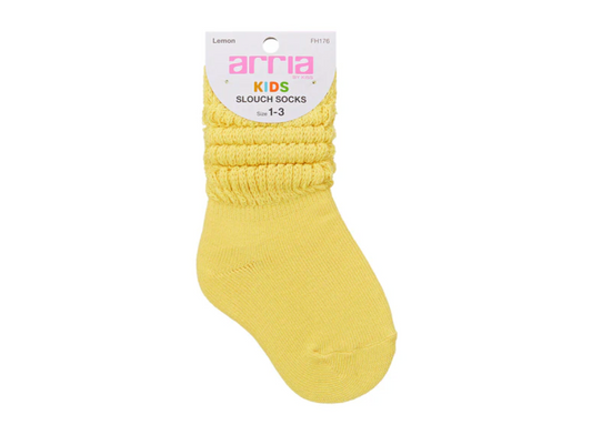 Arria By Kiss Kids Slouch Socks Size 1-3 - Lemon