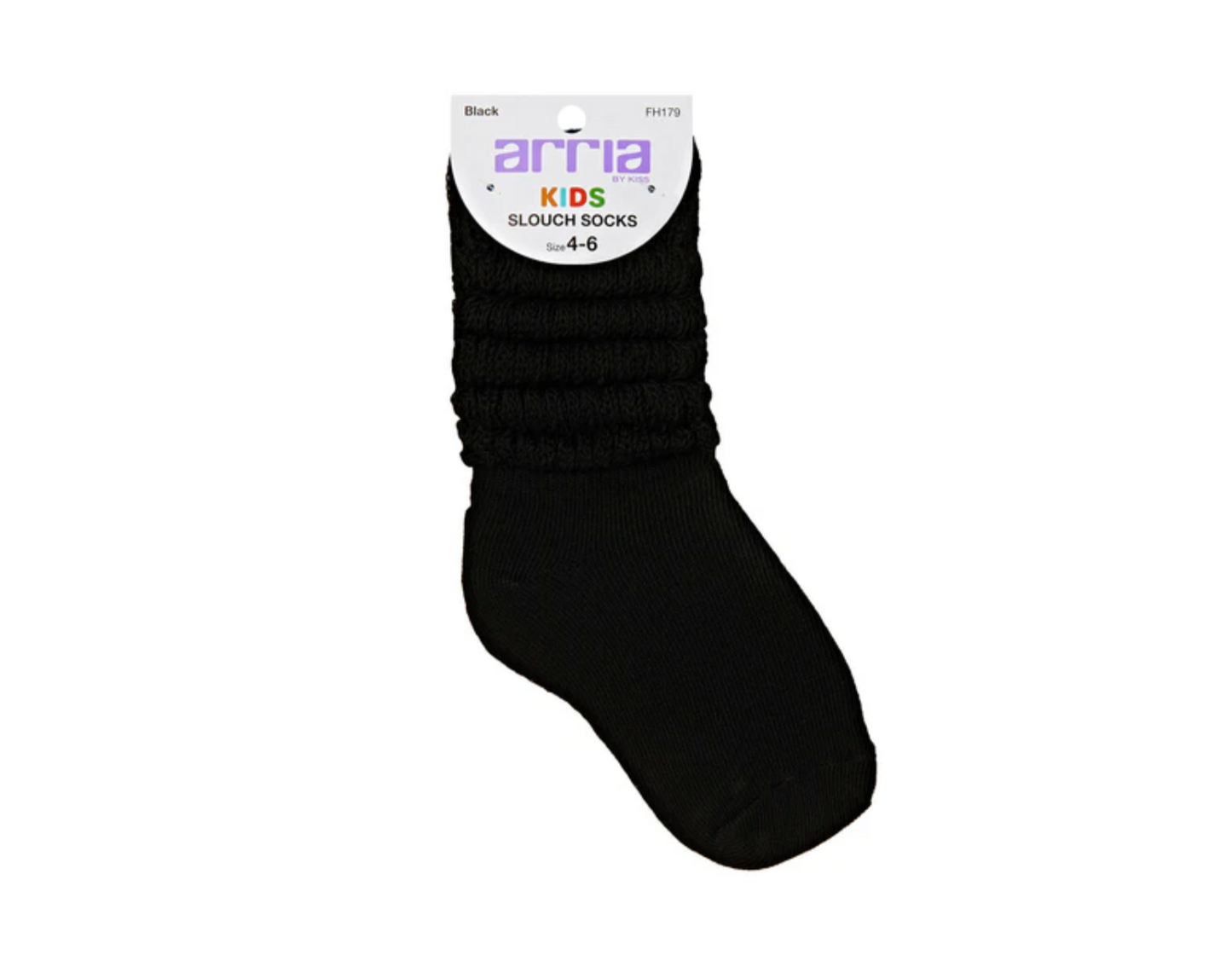 Arria By Kiss Kids Slouch Socks Size 4-6 - BLACK