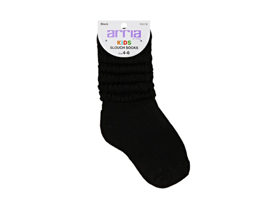 Arria By Kiss Kids Slouch Socks Size 4-6 - BLACK
