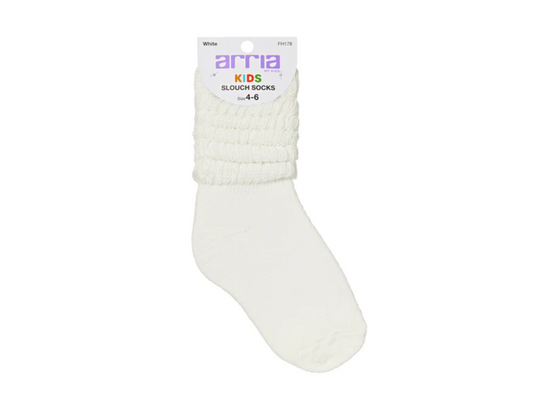 Arria By Kiss Kids Slouch Socks Size 4-6 - White