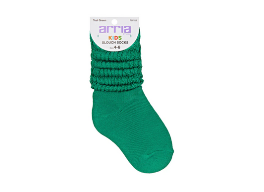 Arria By Kiss Kids Slouch Socks Size 4-6 - Teal Green