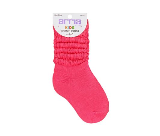 Arria By Kiss Kids Slouch Socks Size 4-6 - Hot Pink