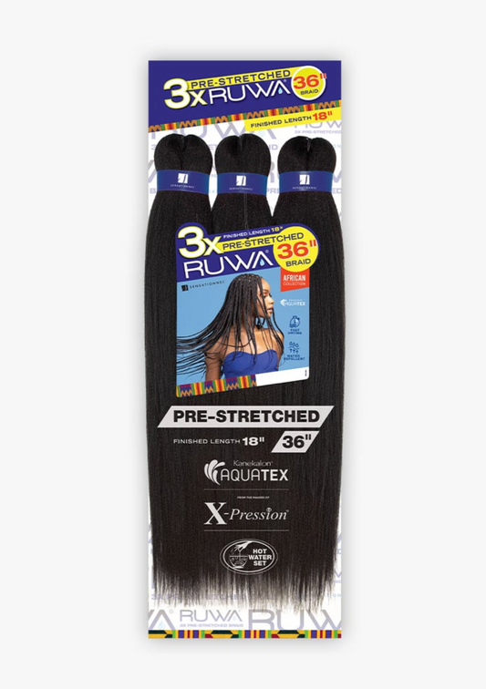 Sensationnel Pre- Stretched 3x Ruwa 36" Braid | Finished length 18"|
