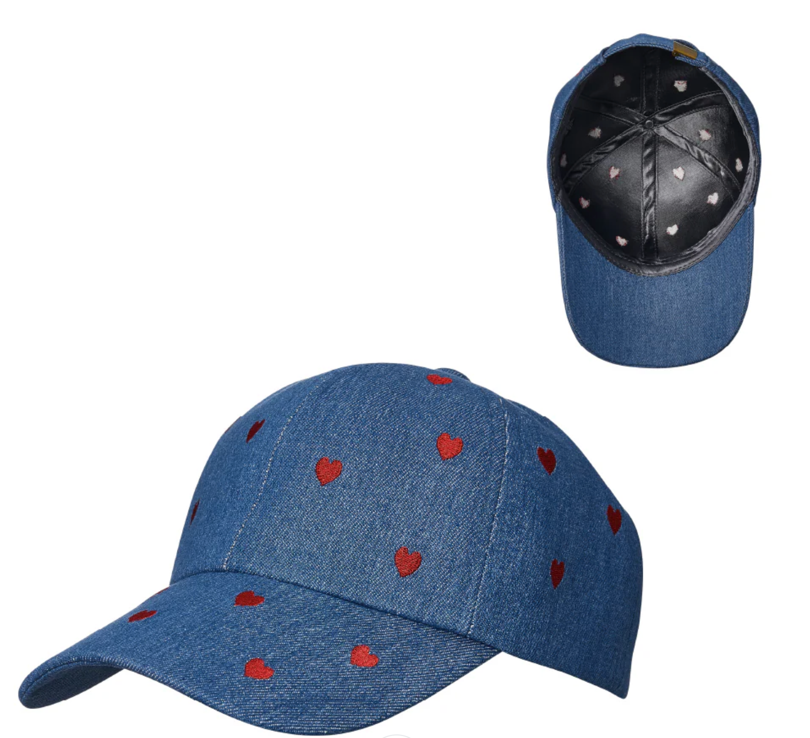 Arria Satin Lined Baseball Caps (Heart Embroidery)